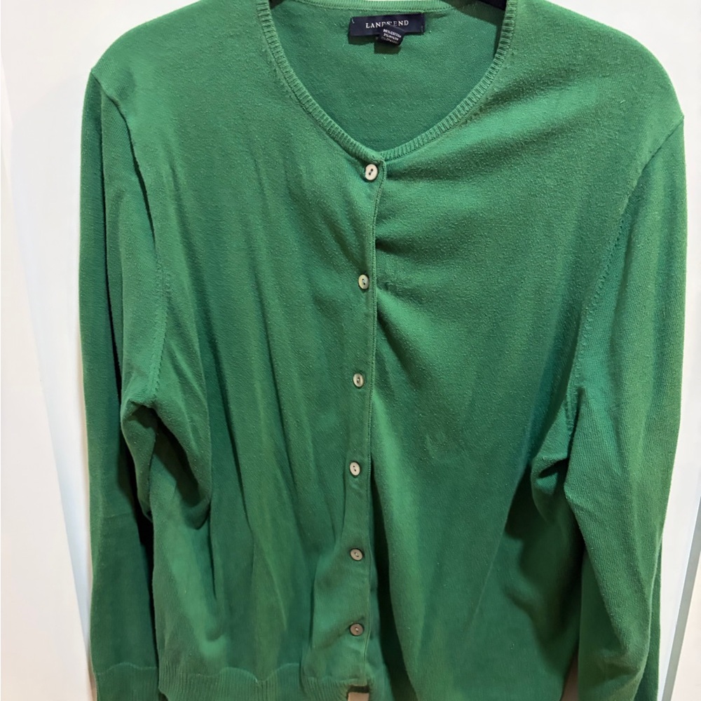 Lands' End Vibrant Green Cardigan